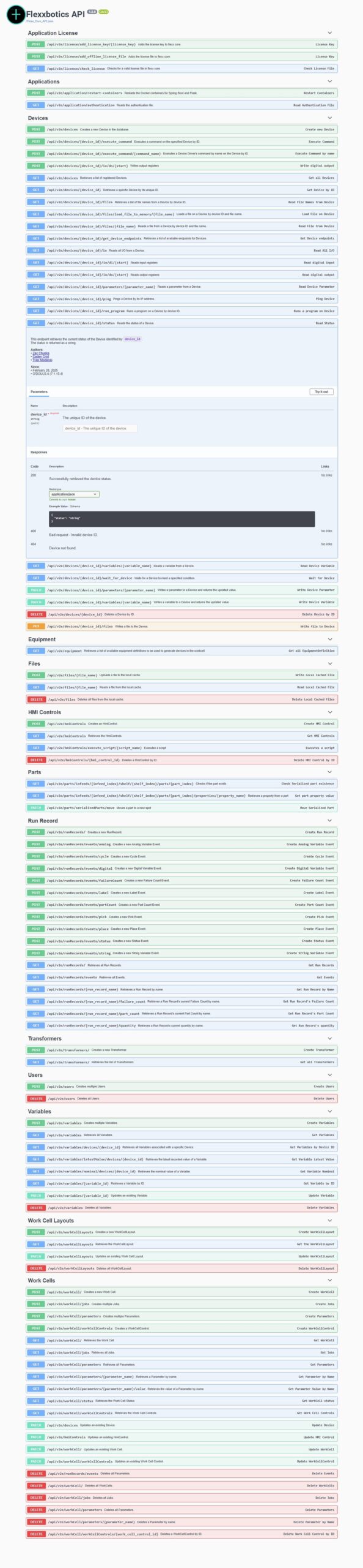 robotic-production-run Flexxbotics API Screenshot